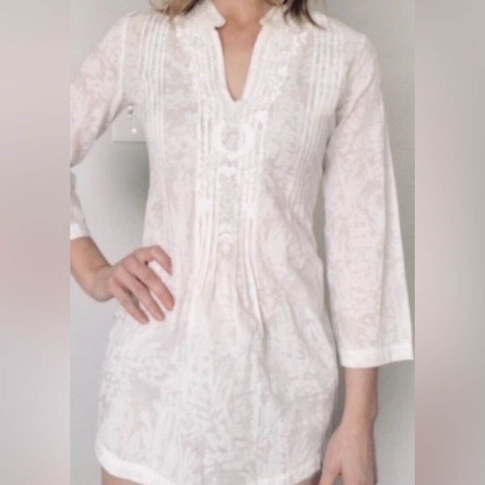 Lily PULITZER BEADED BOHO TUNIC LG